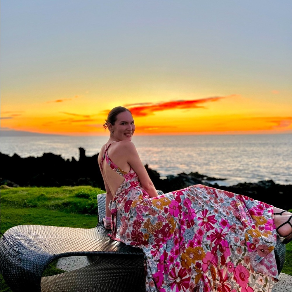 Floral Maxi Dress with Open Back